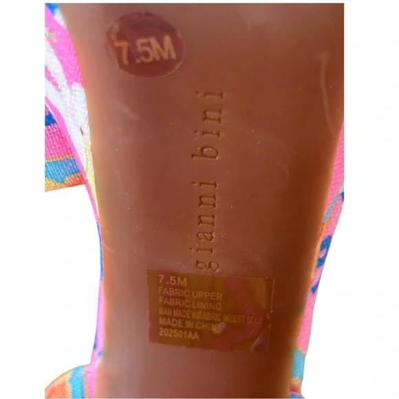 GIANNI BINI Pink Tobias Linen Mismatched Buckle Platform Sandals Heels 7.5 NEW - Picture 11 of 11